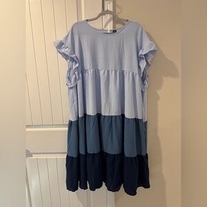 Blue Tiered Ombre Babydoll Dress